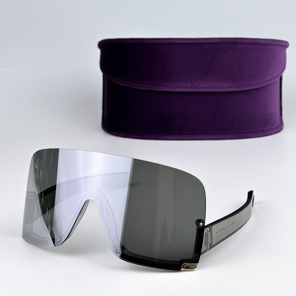 NEW Gucci GG1631S 013 Transparent Grey Multilayer Silver Shield Unisex Sunglasse - Picture 1 of 11